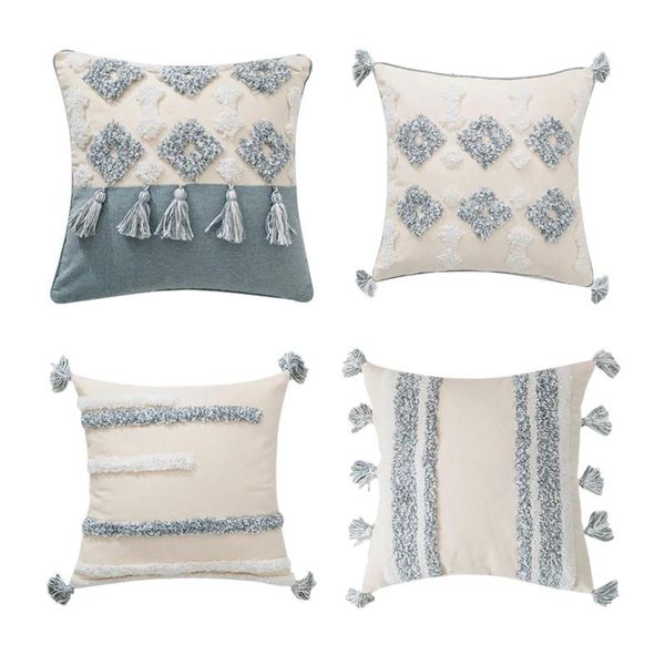 Coussin / Oreiller décoratif Couvre-lits confortables Coussin touffeté avec glands Carré Bohemian Cases Pour Sofa Farmhouse Home Car DecorCushion / Decora