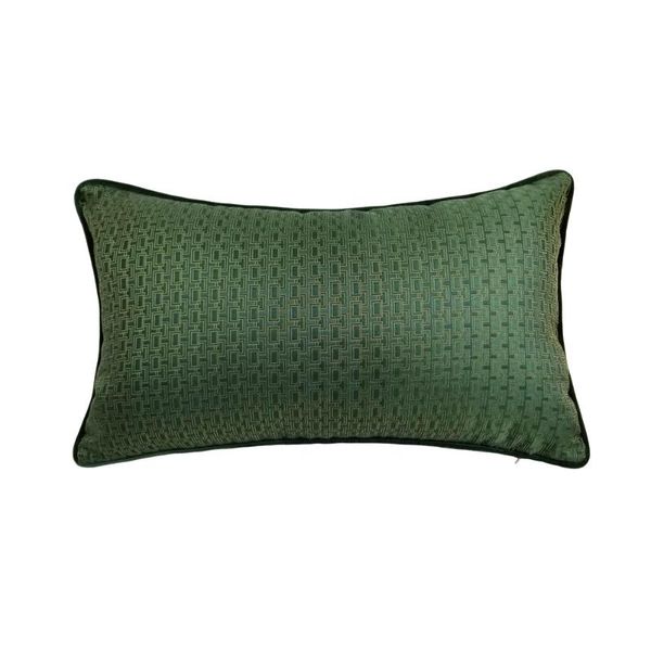 Coussin/Oreiller Décoratif Contemporain Géométrique Tissé Vert Foncé Petits Carreaux Velours Pipping 30x50cm Home Decor Case Soft Lumbar Cushion Co