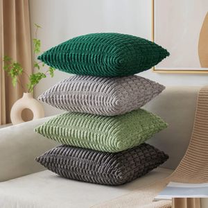 Cushion/Decorative Pillow Cana de pana Decorativa Ers 18x18 pulgadas de almohada suave de almohada decoración del hogar para el moderno sofá de la granja Livi Dhsdw