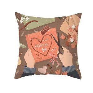 Kussen/decoratief kussensloop Standaard Valentijnsdag Covers Thip Cillowcase Cushion Case voor Silk Red Purple Pillowcasecushion/Decorativ