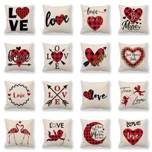 Kussen/decoratief kussen Creative Red Plaid Love Heart Lolita Cushion Cover linnen Liefhebbers Sofa stoel bruiloft decoratieve kussens casecushion/