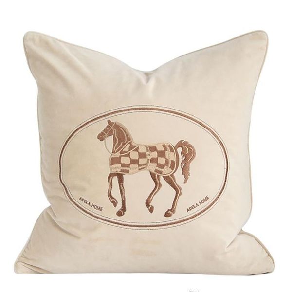 Cojín/almohada decorativa Croker Horse diseño bordado sofá funda de cojín funda de almohada sin núcleo dormitorio sala de estar asiento de coche