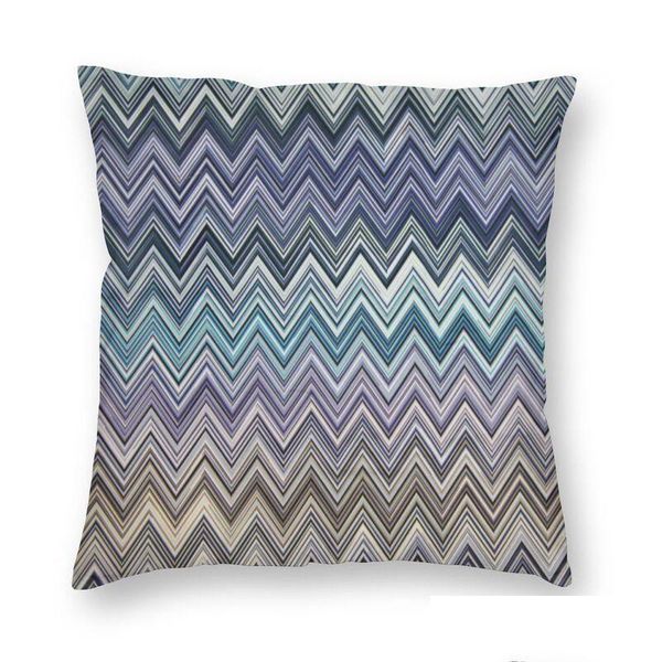 Coussin/Oreiller décoratif Coussin/Oreiller décoratif Coussin bohème Er imprimé Zigzag Mticolor étui de sol pour voiture taie d'oreiller personnalisée Hom Dhowk