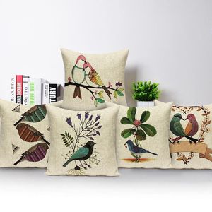 Kussen/decoratief kussen aangepaste bank van hoge kwaliteit sofa covers aquarel planten vogel kussen deksel huisdecoratie stoel bed kussensloop
