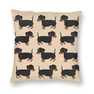 Kussen / Decoratief Kussen Leuke Tekkel Puppy Patroon Kussen Cover 3D Print Wiener Sausage Dog Square Throw Case voor Auto Kussensloop Thuis D