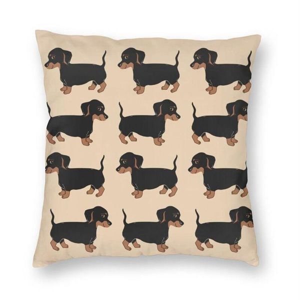 Cojín decorativo almohada lindo Dachshund cachorro patrón funda de cojín 3D impresión Wiener salchicha perro cuadrado funda de tiro para coche almohada c328Y
