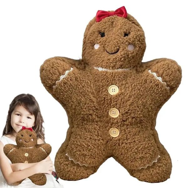 Coussin/Oreiller décoratif Mignon bonhomme en pain d'épice en peluche bébé apaiser poupée Biscuits homme oreiller coussin renne décor à la maison jouet pour enfants cadeau de noël 231204