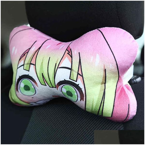 Coussin/Oreiller décoratif Devils Blade Oreiller de cou de voiture Demon Slayer Kimetsu No Yaiba Manga Tanjirou Nezuko Dessin animé Mignon Coussin Decora Dhco7