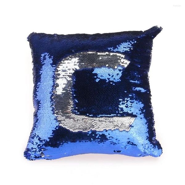 Coussin / Oreiller décoratif DIY Two Tone Glitter Paillettes Jeter des cas et des couleurs changeantes Échelle Canapé Taie d'oreiller Bleu Drop Livraison H Dhja2