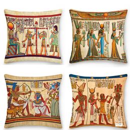 Coussin décoratif oreiller égyptien imprimé canapé housse de coussin taie d'oreiller décoration de la maison fête voiture literie 231122