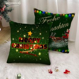 Coussin / oreiller décoratif Fuwatacchi Housse de coussin de Noël Double face Motif Père Noël Taie d'oreiller Elk Bonhomme de neige Maison Canapé Voiture Décor Thro