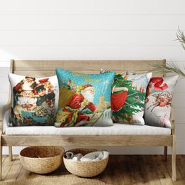 Kussen/decoratief kussen fuwatacchi Merry Christmas Cushion Covers Cartoon Style for Home Sofa Deacoratieve kussens Case Year