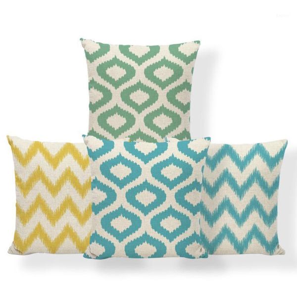 Cojín/almohada decorativa geometría Quatrefoil fundas de cojín línea Ikat funda estilo granja El Decorativa tiro 45*45 arpillera