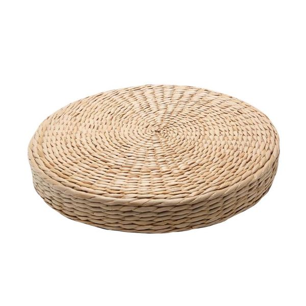 Cojín / almohada decorativa Cojín de hierba Asiento al aire libre 40 * 6 cm Comedor Zen Beige Yoga Estera hecha a mano Silla Decoración para el hogar Almohadilla de piso Jardín