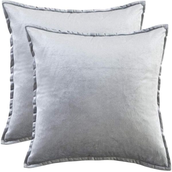 Coussin / Oreiller décoratif Gris Coussins de coussin solides modernes pour canapé-lit 45x45 Taies d'oreiller carrées en velours bleu de luxe 50x50 30x50C