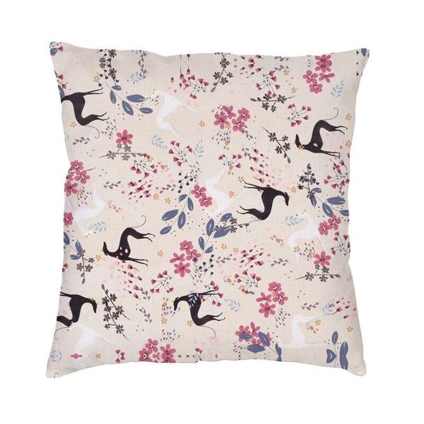 Coussin/Oreiller Décoratif Lévrier lévrier Fleur Amour Cas Maison Décoratif 3D Double Face Imprimé Animal Whippet Chien Housse de Coussin Pour