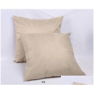 Coussin/Oreiller décoratif Taie d'oreiller en lin à sublimation thermique Coussin de dossier de couleur unie 40 x 40 cm 45 45 cm 50 cm sans insert Drop Deli Otb3E