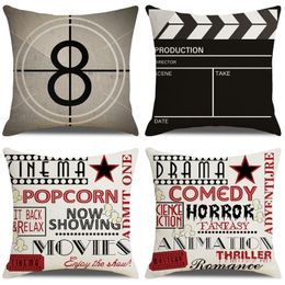 Kussen/decoratief kussen kussendecoratie kussen cover retro film ondertiteling case 45x45cm kussensloop linnen gooi sofa covercushion/decorativ