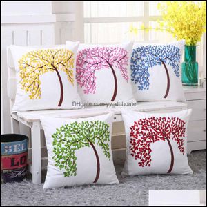 Coussin/Oreiller Décoratif Textiles de Maison Jardin 100% Coton Broderie Fleurs Motif Coussin Er Décoration Canapé Lit Décor Decorativ