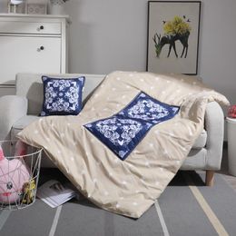 Coussin/oreiller décoratif en 1 coton peigné couverture de couette patchwork pliable carré maison bureau voiture coussin arrière 105 150 cm CojinesCus