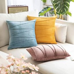 Cojín / almohada decorativa Inyahome Decorativo Felpa Terciopelo Cubiertas Sofá Acento Sofá Almohadas para cama Sala de estar Fundas cuadradasCushion / De