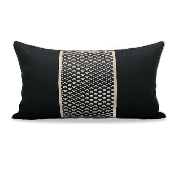 Cojín/almohada decorativa JINGZE Funda decorativa para cojín de sofá para sala de estar, cojines negros, funda de almohada de retazos de lujo, 30x50cmCushion/De