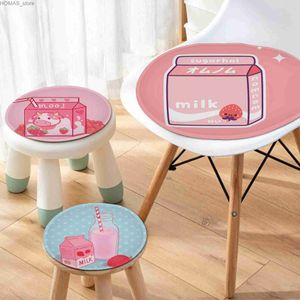 Kussen/decoratief kussen kawaii aardbeienmelk kussenmat rond zit stoel kussen kussen dineren kruk kussen spons bank mat niet-slip stoel kussens y240401