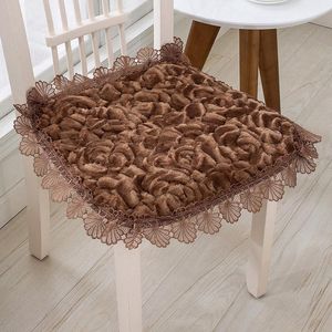 Cojín/Almohada decorativa Borde de encaje Multifunción Suave Grueso Puro Flores tridimensionales Cojín decorativo para silla de oficina Sofá cuadrado Asiento Cus