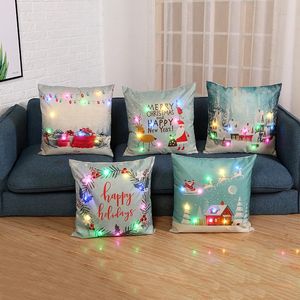 Cojín/almohada decorativa LED luces de hadas de Navidad fundas de cojín 45x45cm funda de almohada para sofá decoraciones de conmutación intermitentes