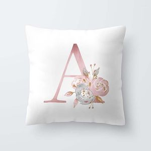 Cojín / almohada decorativa Letra Alfabeto Impreso Funda de cojín decorativa 45x45 cm Decoración para el hogar Sofá Caja de oficina para automóvil Estera creativa Blanco1