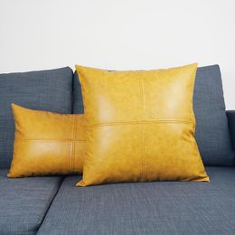 Cushion/Decorative Pillow Light Luxury PU Cushion Cover Sofa Covers Leather Pillowcase 30x50/45x45/50x50/60x60cm Home Decorative