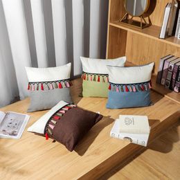 Cushion/Decorative Pillow Linen Tassel Cushion Cover Modern Minimalist Sofa Pillowcase For Bedroom Living Room Decorative Cushions 45x45cm