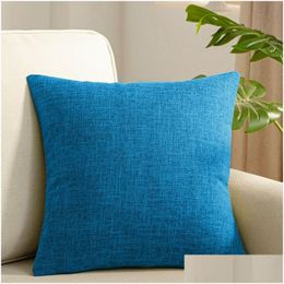 Cojín/almohada decorativa lino lanza ER Home Home Decorative Pillowos de almohada para sofá Café Modern Solid Cushion ERS Drop entrega Garden Dhr92