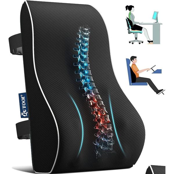 Coussin / oreiller décoratif soutien lombaire pour chaise de bureau arrière voiture ordinateur de jeu inclinable coussin en mousse à mémoire de forme soulagement de la douleur Imp Drop Dhq1Z