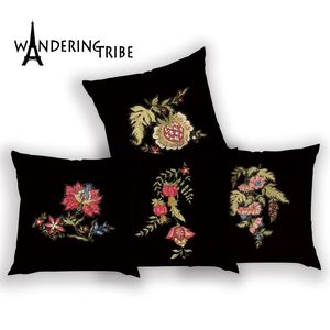 Cojín / almohada decorativa Plantas tropicales de lujo Funda de cojín Decoración nórdica Cojines Silla de dormitorio de fibra Fundas de sofá rojo brillante rosa