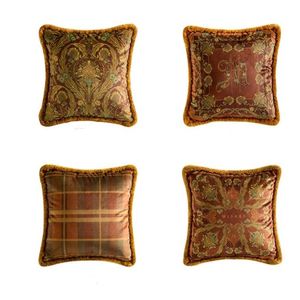 Coussin/Oreiller décoratif Housse de coussin de luxe Marron foncé Housses de velours carrées Jeter avec des glands lourds Vintge Home Decororation 45x45cm Flor