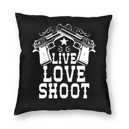 Cojín decorativo almohada de lujo Live Love Throw funda decorativa personalizada EE. UU. pistola funda de cojín 40x40cm funda de almohada para L242l