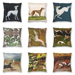 Kussen/decoratief kussen Medieval Greyhound Sihthound Hunt Square Throw Case Home Decoratieve whippet hondenkussen Cover voor Sofacushion/Deco