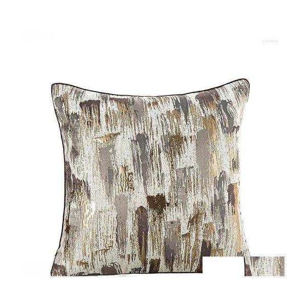 Cojín / Almohada decorativa Moderno Lujo Er Sofá Nordic Jacquard Fundas de almohada Dormitorio Hogar Decorive Grey Coffee 45X45Cm Drop Delivery Dhjyt