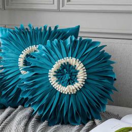 cojín / almohada decorativa moderno simple redondo crisantemo terciopelo holandés girasol funda de cojín ropa de cama para el hogar se puede quitar washcushion / d