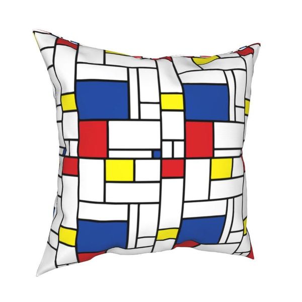 Coussin / oreiller décoratif Mondrian de Stijl Taie d'oreiller d'art moderne Housse de coussin Décoration Blocs minimalistes Cas pour la maison double face