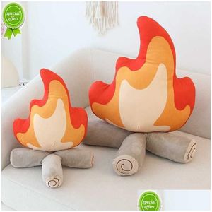 Coussin/Oreiller décoratif Nouvelle flamme oreiller feu de camp en peluche jouet dessin animé mignon poupée coussin enfants livraison directe Dhgfx