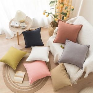 Kussen / decoratief kussen Nordic 45x45cm / 55x55cm Solid Color Cushion Cover Sofa Lumbar Square Taille Kussensloop voor Couch Bed Home Decor W220412