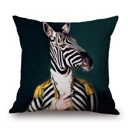 Kussen/decoratief kussen -Noordse kunst posterstijl decoratieve kussenomslag zebra giraf mode dier hoed sofa