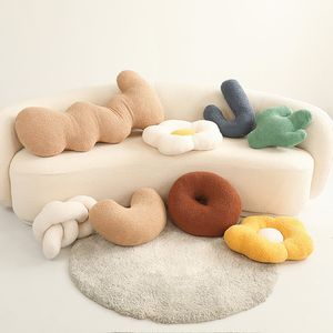 Kussen decoratief kussen Noordse stijl bloem knoop plush stoel kussens speelgoed zachte cartoon ronde bal gevulde poppen sofa kinderen kussen verjaardagscadeaus 230105