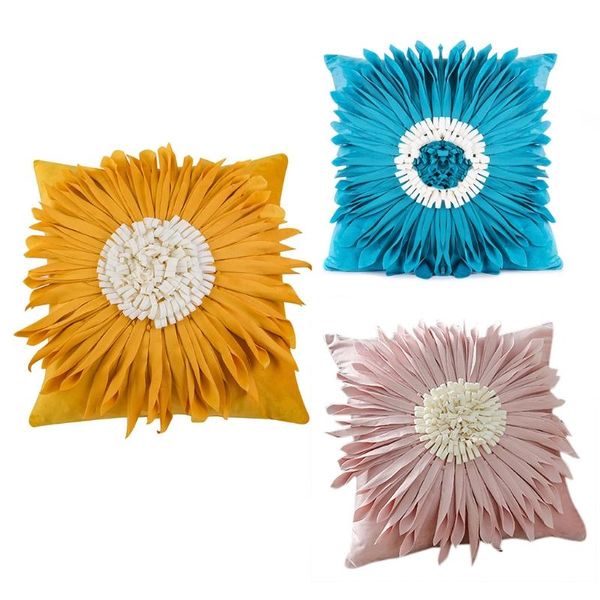 Cojín/almohada decorativa estilo nórdico flores tridimensionales funda de cojín hecha a mano fundas para decoración del hogar respaldo