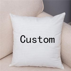 Cushion/Decorative Pillow Picture Here Print Pet Personal Life Pos Customize Gift Home Cushion Cover Pillowcase Short Plush 45 45cmCushion/D