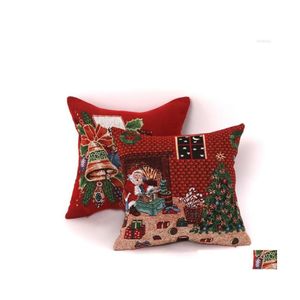 Coussin / oreiller décoratif oreiller 1 pc 45x45cm motif de Noël jacquard Er ne comprend pas l'intérieur pour lit canapé siège voiture 1Jl0110 Drop de Dhxfx