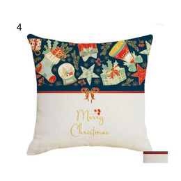 Coussin / oreiller décoratif oreiller anti-poussière unique impression de Noël jeter er fournitures de fête taie d'oreiller carrée en polyester lavable pour Ho Dhdkj