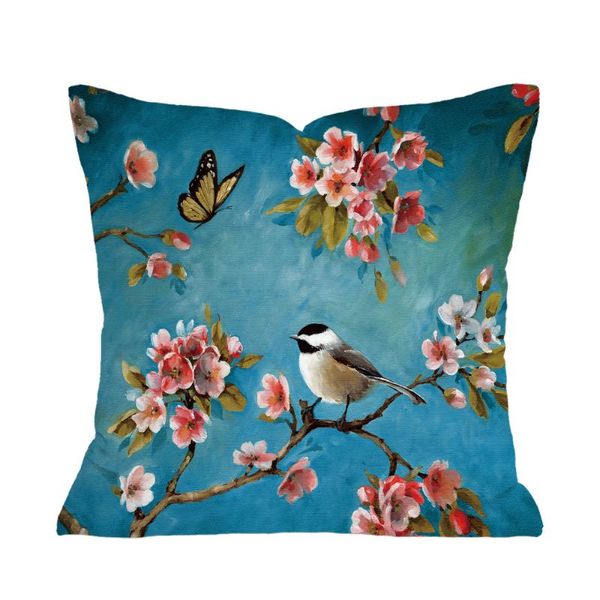 Coussin / oreiller décoratif Plum Blossom Cushion Flamingo Birds Cherry pour la chaise de maison Décoration de canapé